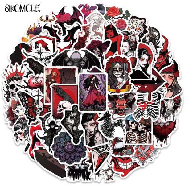 10-30-50PCS Horror Skull Gothic Art Graffiti Stickers Aesthetic Kawaii DIY Travel Luggage Guitar Fridge Laptop Sticker Kid Decal