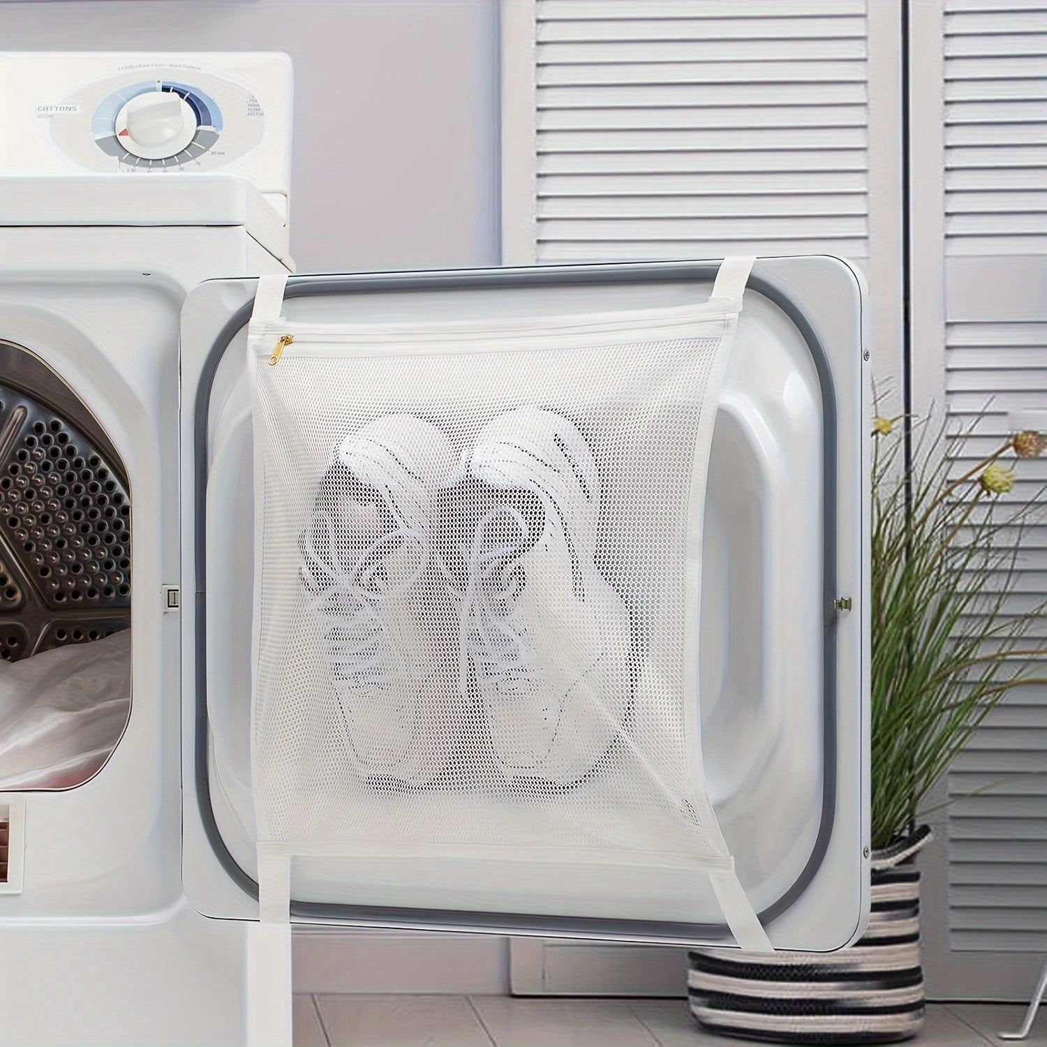 TEMU Sneaker Drying Bag With Elastic Strap, Durable Shoe Washing Bag, Sneaker Washing And Drying Mesh Bag Washing Machine Dryer Bags For Shoes And