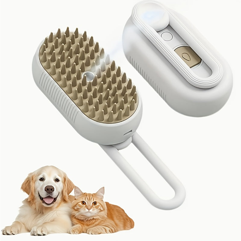 TEMU 3 In -rinse Pet Cleaning Steam Brush, Steam Hair Removal Massage Comb, Pet Steam Grooming Comb, Pet Automatic Hair Removal Spray Reduces And