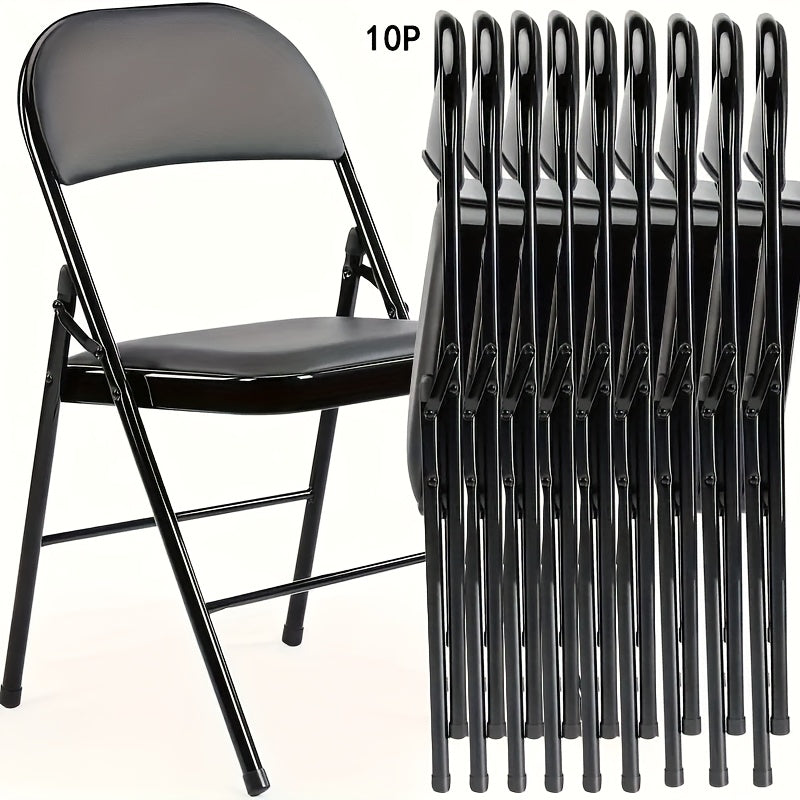 TEMU Leather Padded Folding Chairs 350 Lbs Capacity - With Metal Frame, Comfortable Fabric Padded Seat, And Construction In Bulk Set, Buy