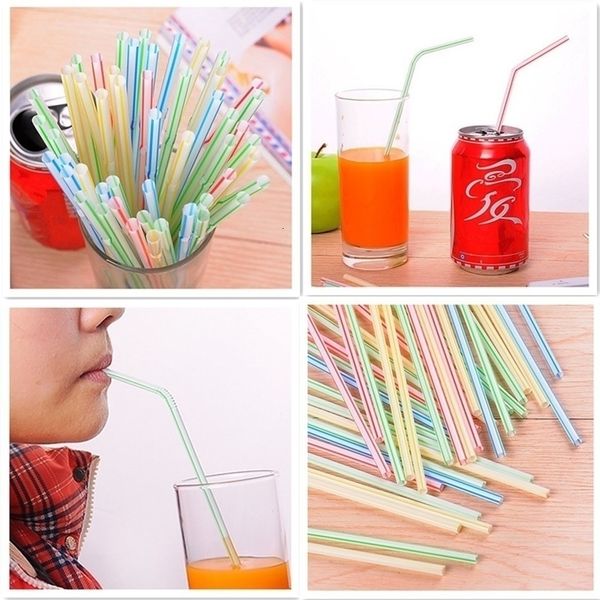 500pcs 21 cm de plástico descartável corda multicolorida Multi-Colortable Straw Kitchen Supplies Party Rainbow Straw 240822