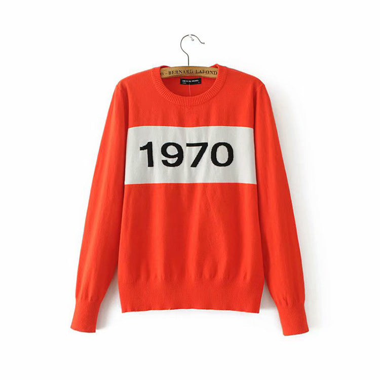 Women&#039;s Sweaters Women Letter Pullover Long Sleeve Sweater Fashion Star Top Knitting Tops