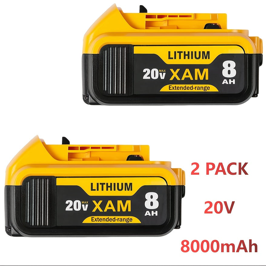 TEMU 2-pack 8.0ah 20v Lithium-ion , Suitable For Dcb200 - Dcb206 - Series — Extended , And Temperature Protection, Compatible With Dcd-dcf-dcg Series