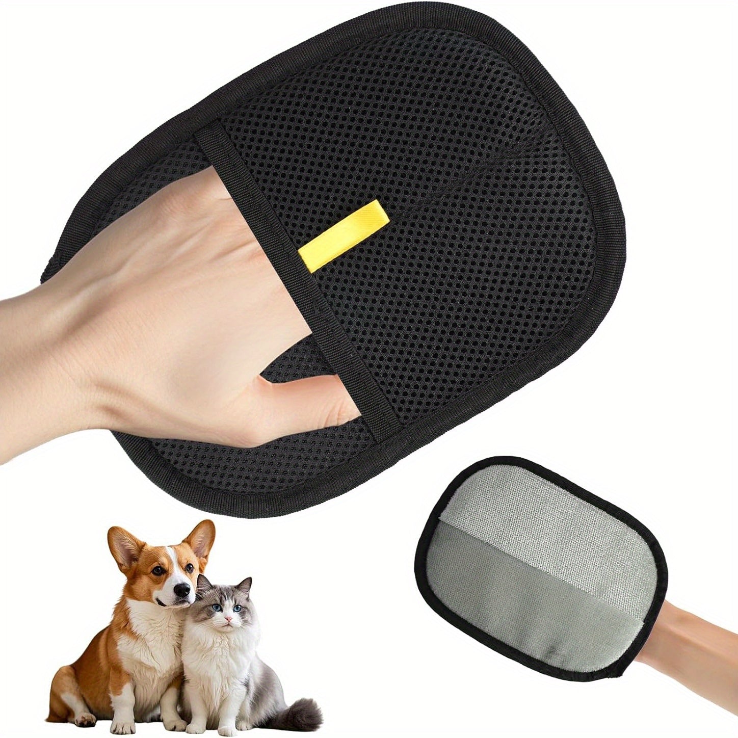 TEMU Pet Double Sided Grooming Gloves, Static Removal Gloves For Pet Hair, , For Washing, Hair Removal, Beauty, Sofa, Bed Sheets, Clothes, Suitable