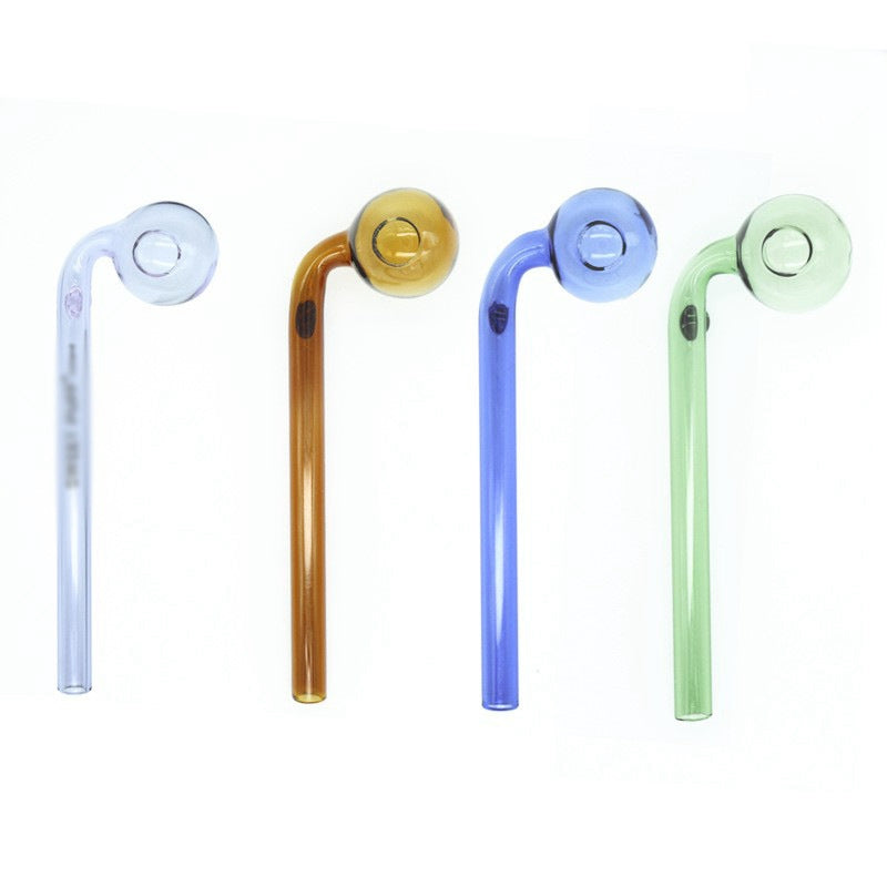 20PCS Colorful Pyrex Curved Glass Oil Burner Pipe with Colored Stand 30mm Bowls Slide Clear Hand Pipes For Water Bubblers