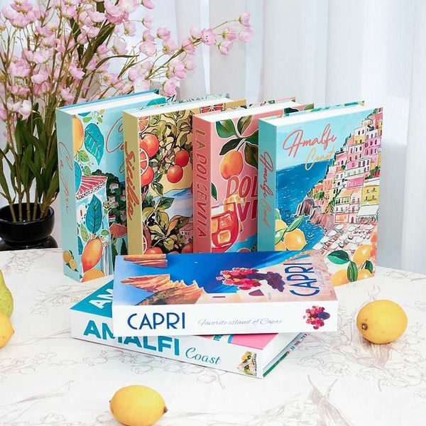 Colorful Travel Series Fake Books For Home Decor Coffee Table Ornaments Fashion Decoration Books for Living Room Amalfi ItalyXJ241228