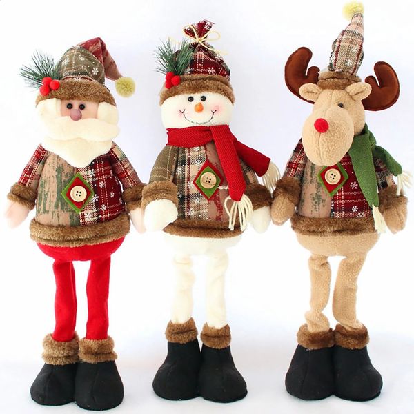 3 Christmas decorations dolls reindeer snowman Santa Claus standing Years celebration Merry 240926