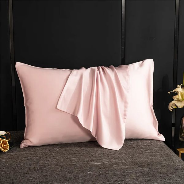 Natural Silk Pillowcase Solid Color Envelope Pillow Case Protect Hair Bedding Sleeping Pillow Cover 250103