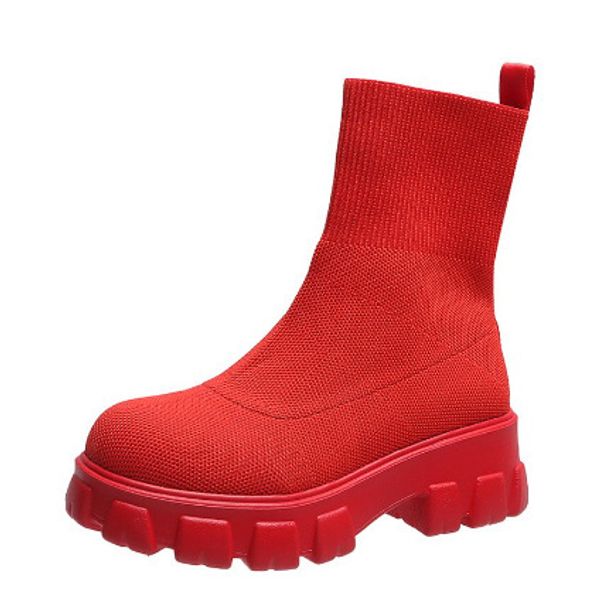 Short Knitting Platform Autumn Shoes For Women Ankle Boots Heels White Winter Botas Mujer Free Shipping