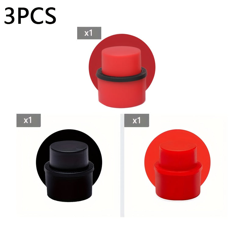 TEMU 3pcs Soda And Pop Bottle Caps - Caps Restore Bubbles And Freshness - Leak-proof Seal - Black, Red, And Black-red Combinations For Easy