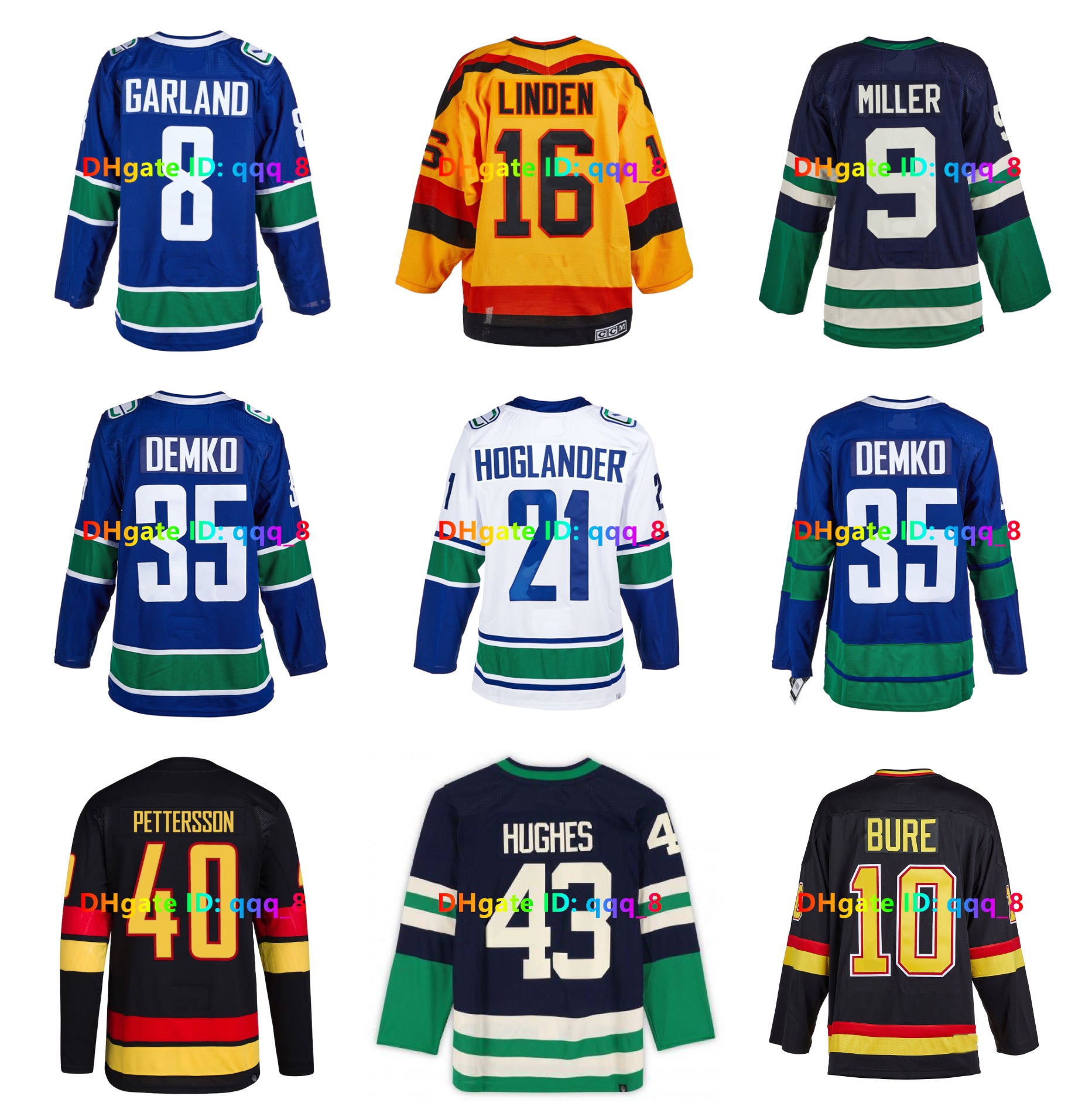 Quinn Hughes Elias Pettersson Canucks CCM Hockey Jerseys Conor Garland Nils Hoglander Kuzmenko J.T. Miller Thatcher Demko Gino Odjick Pavel Bure Lin