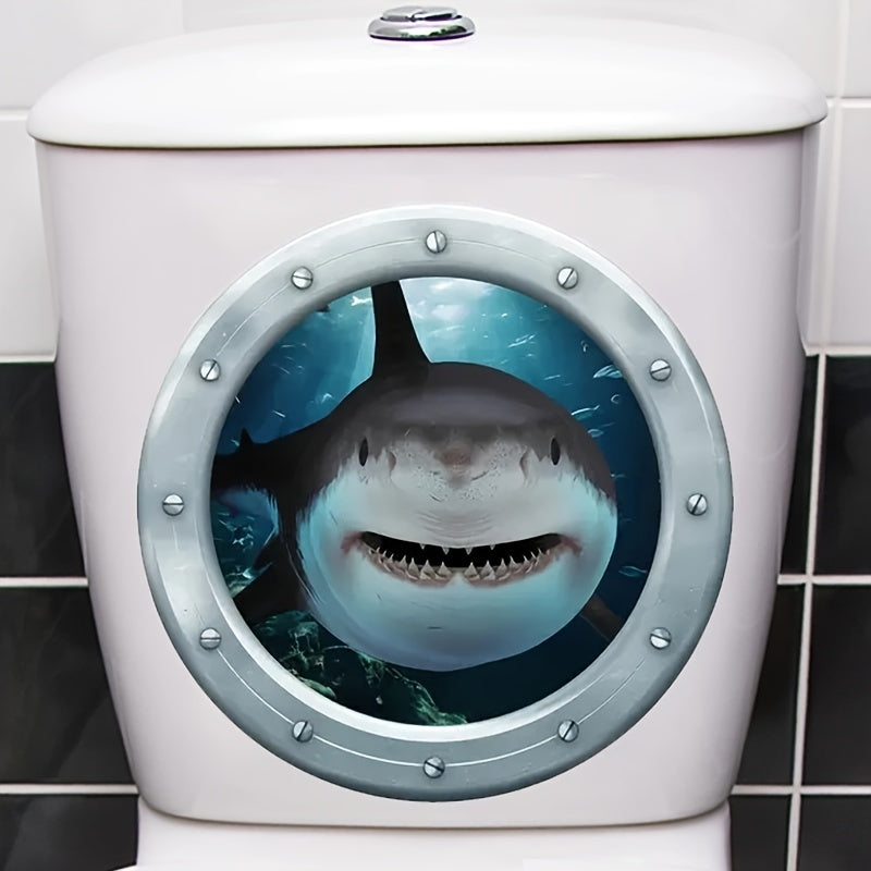 TEMU 1pc Shark Self-adhesive Matte Toilet Seat Decal - Bathroom Decor, On Ceramic, Ideal For Windows & Walls, Durable Plastic Material