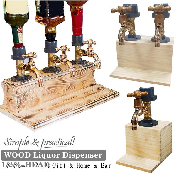 Bar Tools Whiskey Wood Liquor Dispenser 1 3 Head Cocktail Wine Alcohol Drink S for Father&#039;s Day Holiday Gift Beverage 230814