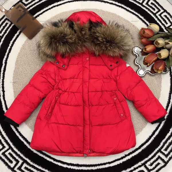Top baby down jackets designer Plush cap collar kids Outwear Size 100-150 winter White goose down child coat