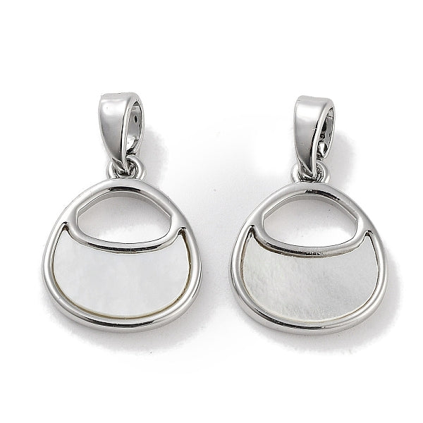 Charms con forma de bolso de concha natural pavimentados de latón