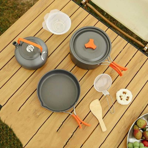 Aluminum camping cookware kit camping cookware camping cookware kit non stick travel picnic barbecue equipmentX240815