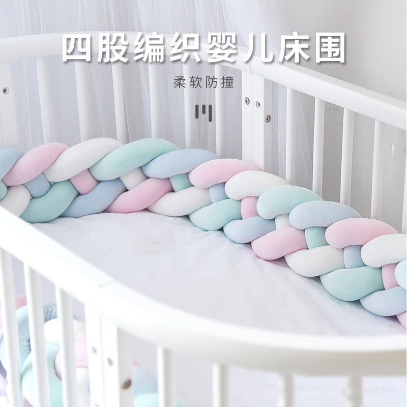 Bed Rails Ins style four-strand twist woven bed around long knotted rope children&#039;s room crash guardrail crib throw pillow cushion 230619