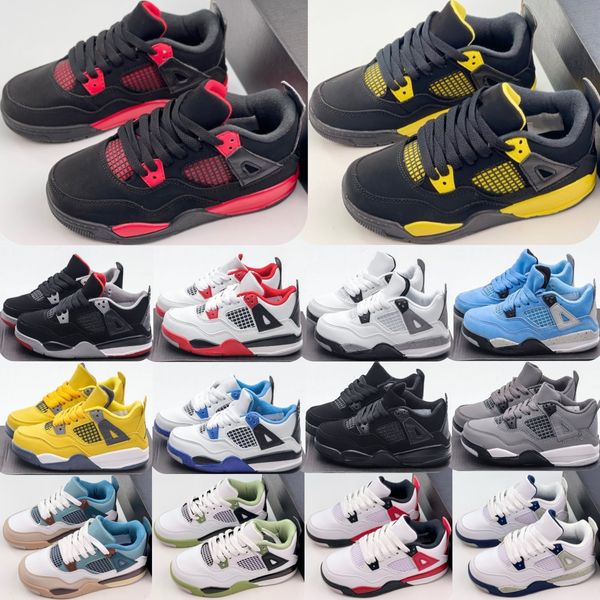 4 Toddler Youth Shoes Kids Sneakers 4s Boys Black Cat Military Girls Basketball Trainers baby Kid Running Shoe Children Bred Seafoam Fire Re