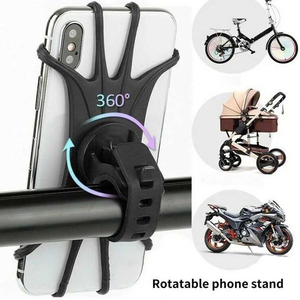 Cell Phone Mounts Holders Motocycle Bicycle Mobile Phone Holder Non-slip 360 Degree Rotation Cell Phone Mobile Bike Safe Bracket Handlebar B