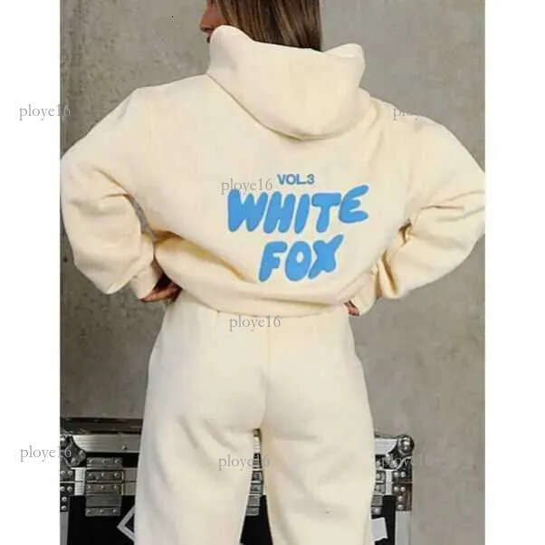 Whitefoxsweatshirt Designer High Street Fashion Foam Print Streetwear Tracksuit For Woman Baggy Jogger Sweatsuit Comfortable Sweatpants 2 Piece Outf