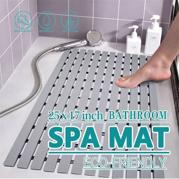 Premium Bath Mat Tub Shower Mat Non Slip PVC Bathroom Floor Pad Anti-bacterial Anti-Slip Shower Pad Gray 241112