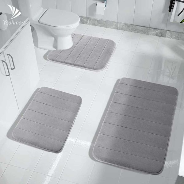 1-2-3Pieces Memory Foam Bath Mat Sets 40x60CM-50x80CM-50x60CM U-Shaped Water Absorption Toilet Mat for Bathroom Rugs Foot MatC241227