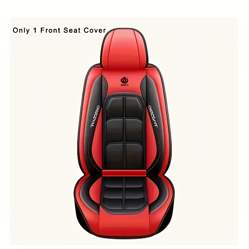 TEMU Universal Pupu Pu Leather Leather Car Seat Cover - Breathable, Durable And Waterproof Front Seat Cover, Suitable For All , Without Filling,