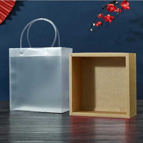 50Pcs Kraft Paper Window Gift Box Bag Portable Plastics Drawer Box Wedding Bridesmaid Candy Boxes Creative Towel Hand Gift Boxes 20.3x9.3x22