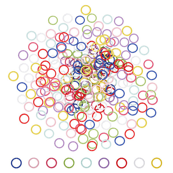 270 pieza de anillos de salto abiertos de hierro de estilo en relieve de 9 colores