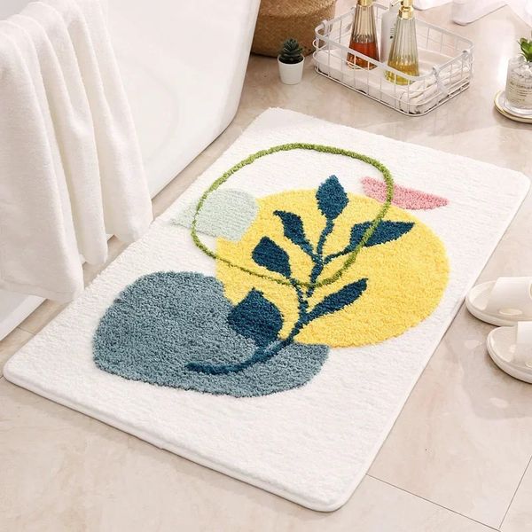 Soft floor mat small fresh flower carpet home entrance carpet bedroom bathroom bathroom door absorbent anti slip foot mat 241118