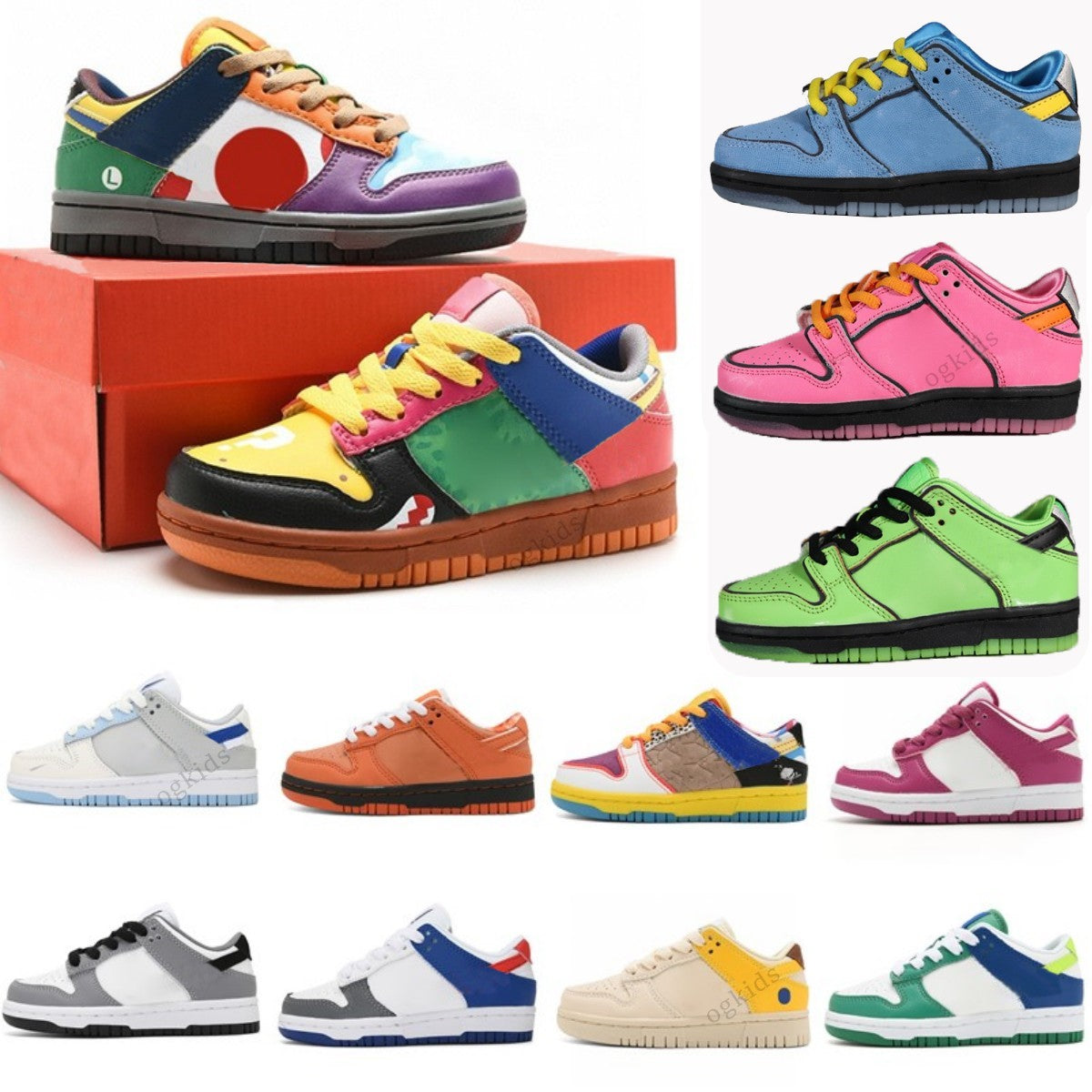 kids shoes Toddler sneakers Running Girls boys shoe Bubbles Blossom Buttercup Grey Designer low Sports baby trainers kid youth 4Y 5Y with box