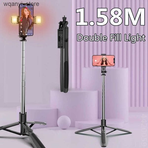 Selfie Monopods 4-in-1 wireless Bluetooth selfie stick 1580mm with dual fill light folding tripod used for action cameras and smartphones L2