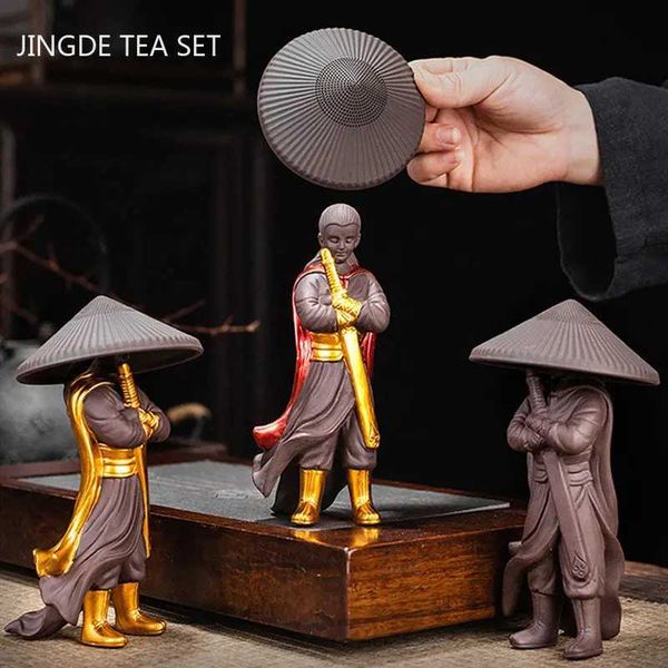 Premium Purple Clay Pet Tea Filter Creative Statue Decoration Handmade Craftsmanship Tea Set Decoration Accessories W240815