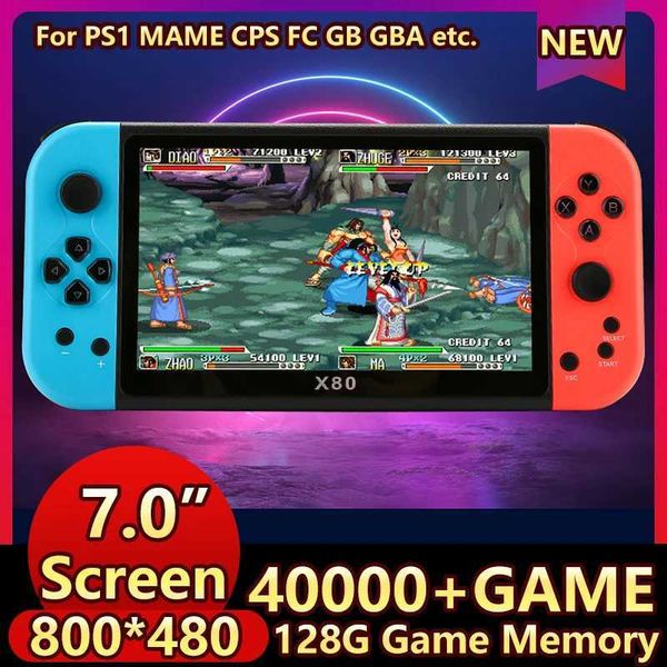 LZAKMR Handheld Game Player X80 Retro Console 40000+Games 128G Memory 800x480 Resolution For PS1 MAME CPS FCGB GBA Compatibility Z241029