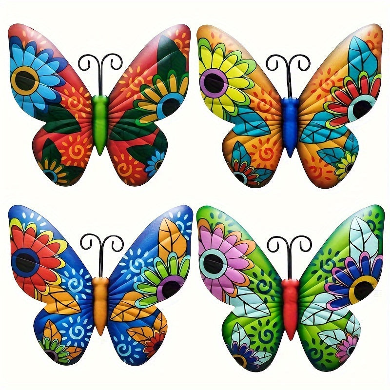 TEMU 4pcs Metal Wall Art Decor 3d Hanging Wall Decor Sculpture For Balcony Patio Living Room Garden Outdoor Fence Decoration