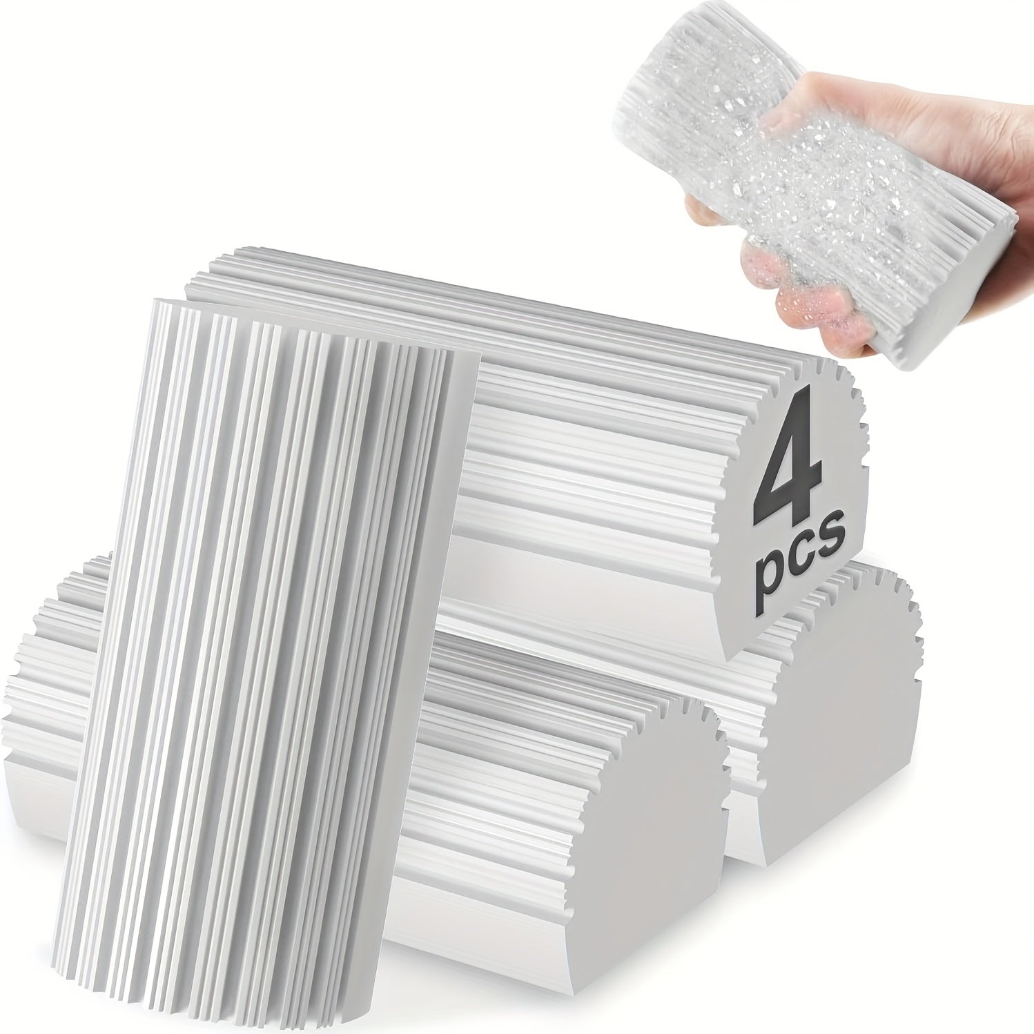 TEMU 4pcs Damp Sponge Dusters, Reusable Wet Cleaning Sponges For Blinds, Glass, Floors, Radiators & Window Tracks (gray) - Ideal For Bedroom,