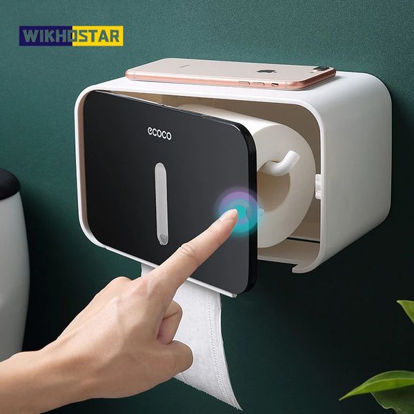 Toilet Paper Holders WIKHOSTAR Wall Mounted Towel Box Holder Waterproof Tissue Roll paper Dispenser Bathroom Organizer 231218