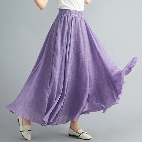 Fashion Cotton Linen Clothe Skirts Maxi Y2k Elegant Streetwear Saia Clothing Women Casual Dress In Skirt Folding Harajuku 250208