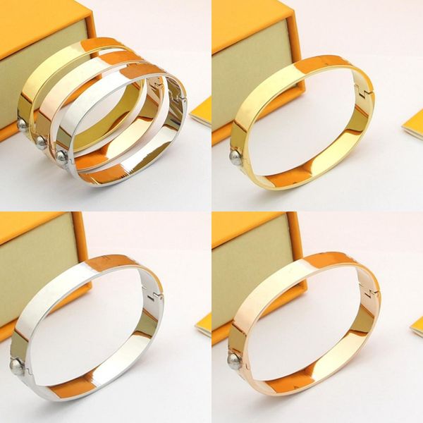 Cuff bangle silver gold bracelet designer jewellery woman and man vintage minimalist casual classic party stainless steel jewelry brand fash