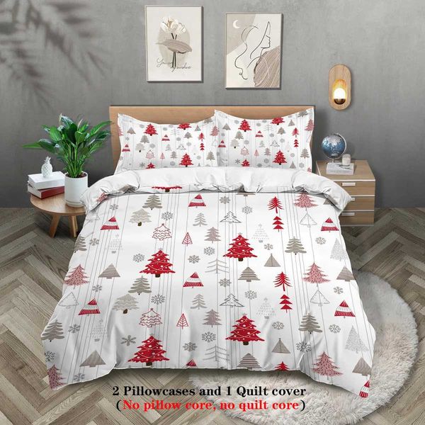 Bedding sets 3-piece Christmas themed Christmas tree pattern printing (1 down duvet cover+2 sets no core) comfortable bedding set T241125