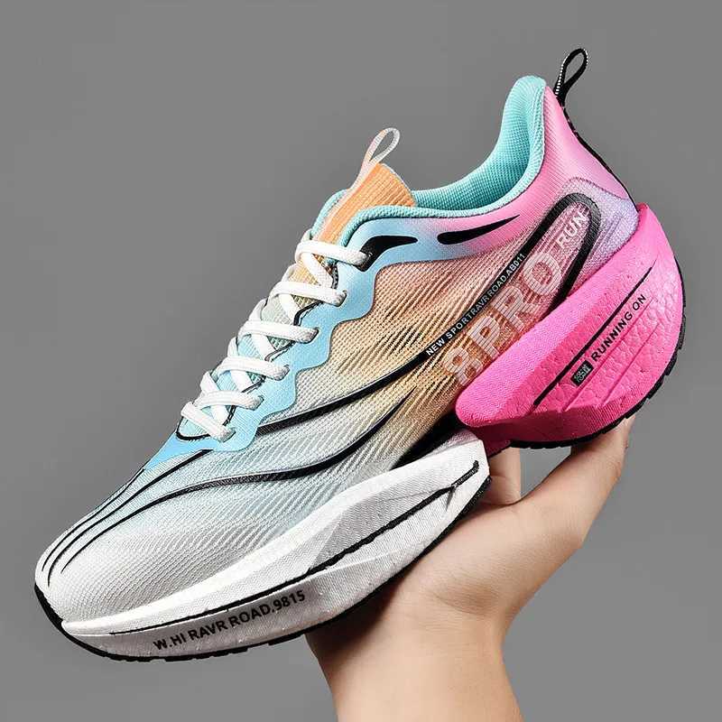 Carbon Plate Men Sports hot Marathon Air Cushion Running Shoes Breathable Lightweight Women Massage Athletic Nonskid SneakersC250403