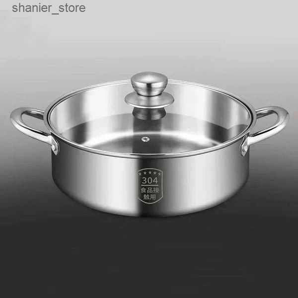 Pans Thick soup pot made of 304 stainless steel induction cookware special gas cookware steam cookware thickened double ear hot pot L240910