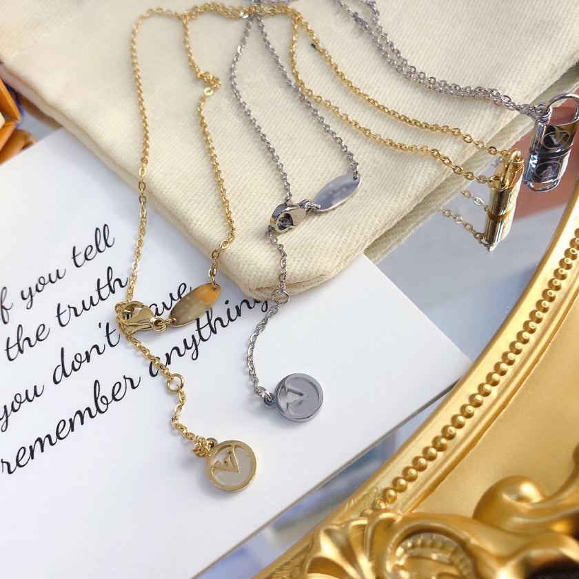 Fashion Women Luxury Designer Necklaces Choker Pendant Chains 18K Gold Plated Stainless Steel Letters Necklaces Wedding Jewelry Accessories