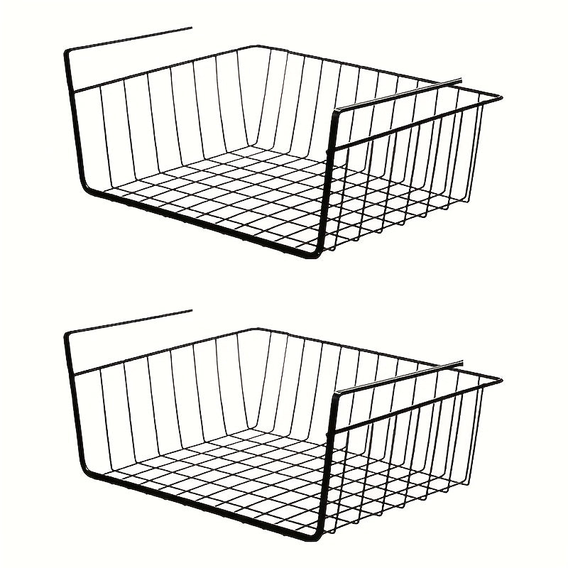 TEMU Modern Wire Storage Rack - Space Saving Hanging Organizer For Kitchen, Pantry, Desk, Outdoor - Cupboard Shelf Basket For And Storage Supplies,