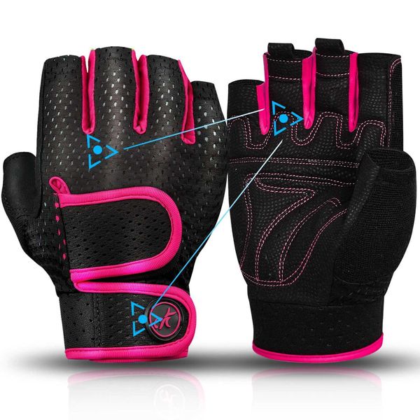 MOREOK Gym Fitn Gloves Half Finger 3MM Pads Weight Lifting Workout Exercise Power Training Spinning Bike Cycling Gloves WomenXJ2412078