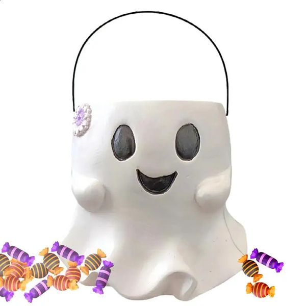 Interesting Flower Ghost Vase Halloween Ghost Bucket Resin Ghost Decoration Halloween Jar Desktop Flower Vase Home Decoration 240902