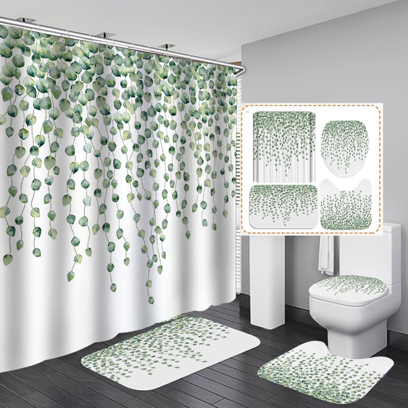 YL-37463 bathroom toilet punch-free curtain waterproof anti-light roller blinds toilet toilet block curtain toilet three-piece set