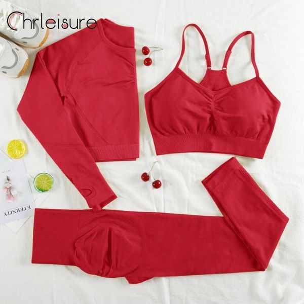 Yoga Outfit CHRLEISURE 234 Piece Gym Set Women Seamless Sportswear Workout Fitness Shorts for Female Sports Leggings Suit 230411