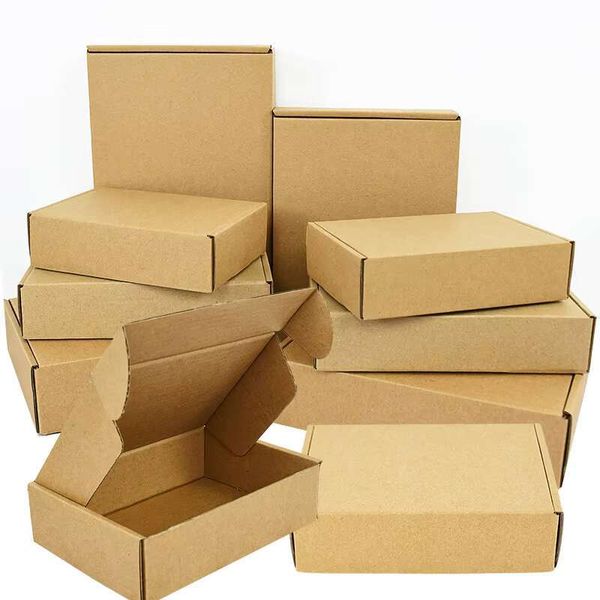 5Pcs Multi Size Brown Kraft Paper Gift Christmas Cookies Candy Packaging Box Wedding Gifts For Guest Handmade Soap Wrapping