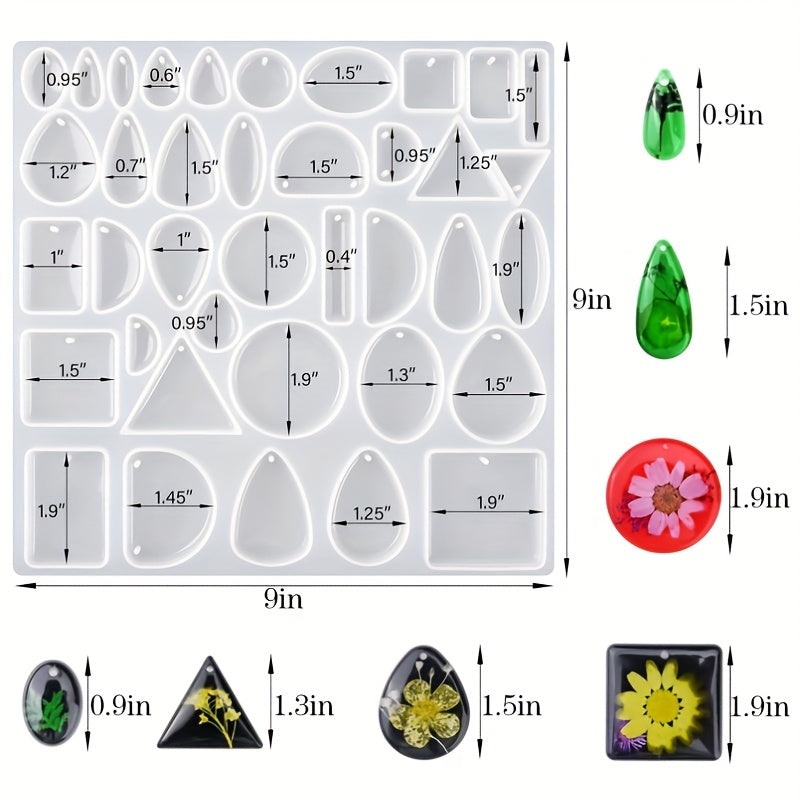 TEMU Resin Jewelry Molds, Jewelry Molds For Resin Casting, Silicone Molds For Epoxy Resin, Pendant Mold For Diy Gem Cabochon Pendant, Earring,
